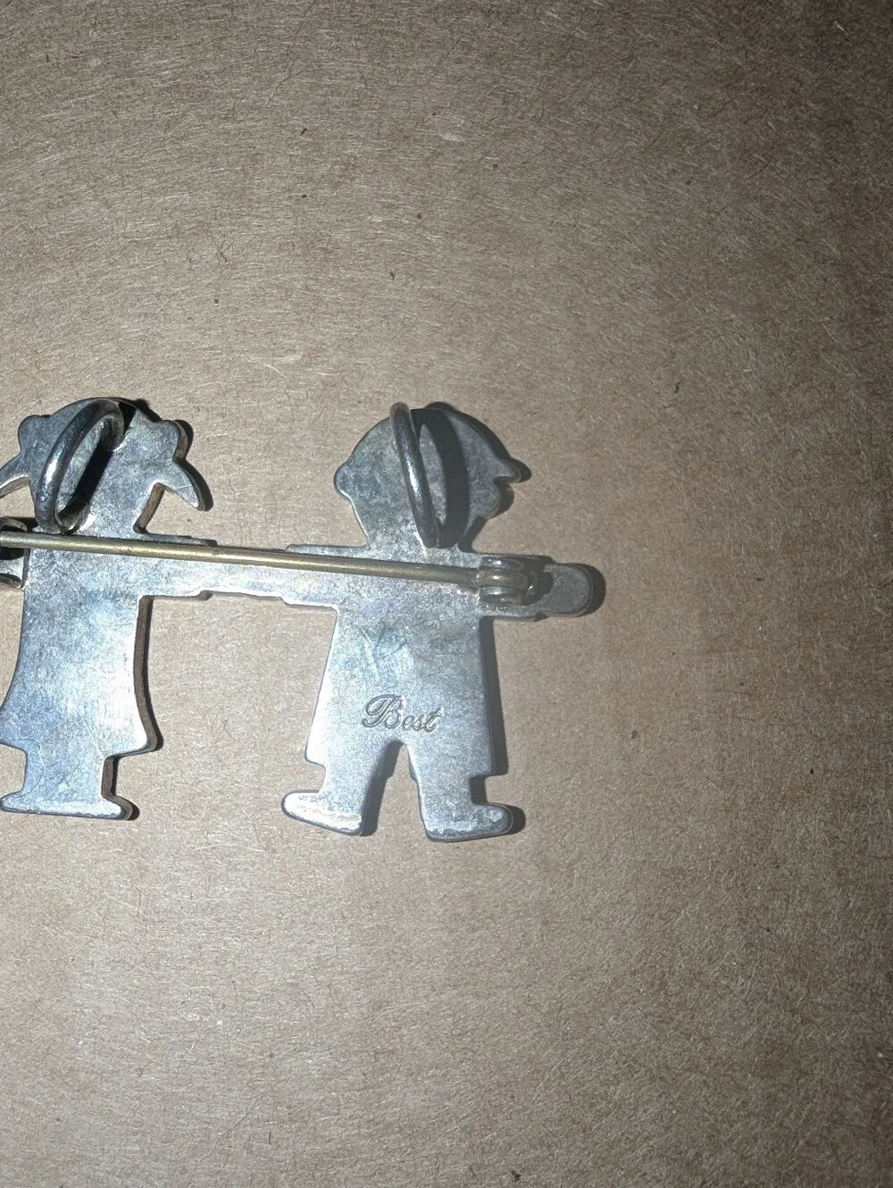 Boy And Girl Holding Hands Brooch Necklace Pin 90s Best